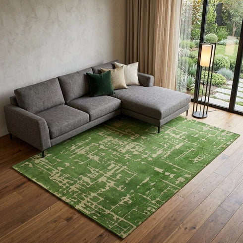 8' X 11' Green Abstract Non Skid Area Rug
