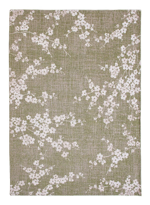 9' X 13' Green And White Oriental Washable Area Rug