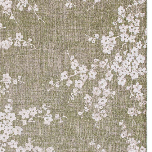 9' X 13' Green And White Oriental Washable Area Rug