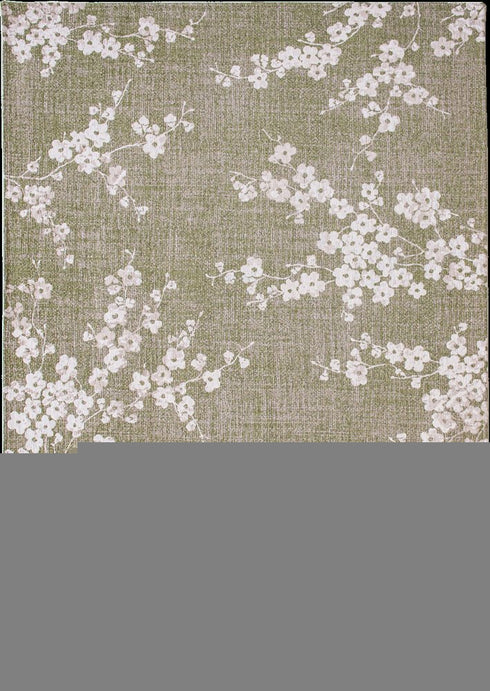 8' Green And White Oriental Washable Round Rug