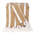 50" X 60" Gold and Ivory Woven Cotton Striped Throw Blanket with Tassels