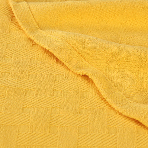 King Gold Cotton Basketweave Geometric Blanket