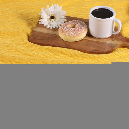 King Gold Cotton Basketweave Geometric Blanket