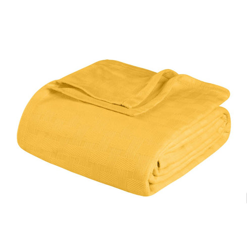 King Gold Cotton Basketweave Geometric Blanket