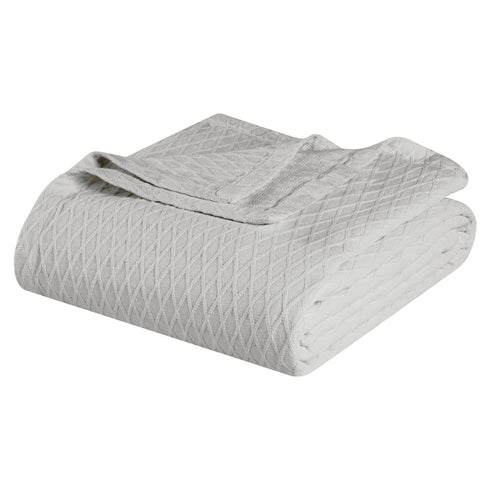 Twin Platinum Cotton Cable Knit Blanket
