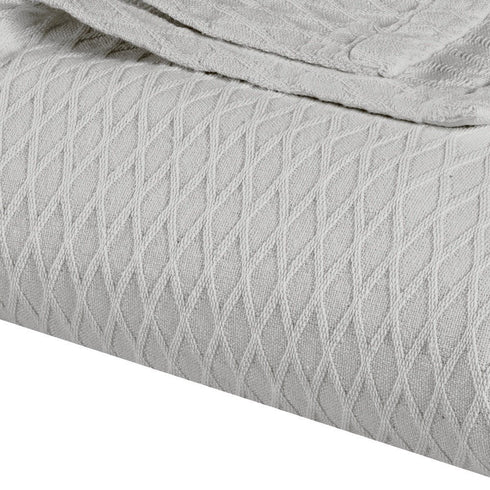 Twin Platinum Cotton Cable Knit Blanket