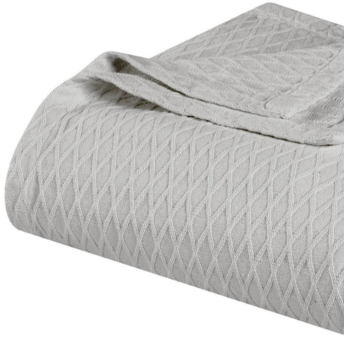 Twin Platinum Cotton Cable Knit Blanket