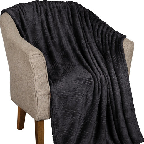 King Black Geometric Flannel Woven Plush Blanket