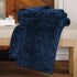 King Navy Blue Geometric Flannel Woven Plush Blanket