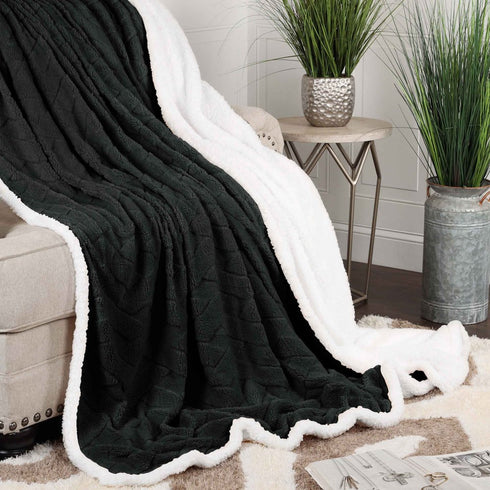 Queen Black Fleece Knitted Plush Blanket