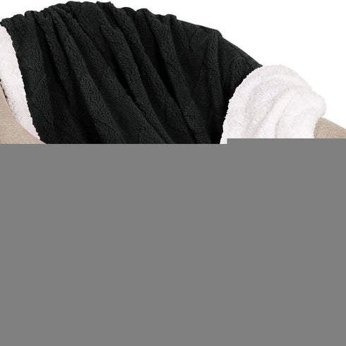 Queen Black Fleece Knitted Plush Blanket
