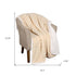 Queen Cream Geometric Fleece Woven Plush Blanket