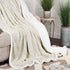 Queen Ivory Geometric Fleece Woven Plush Blanket