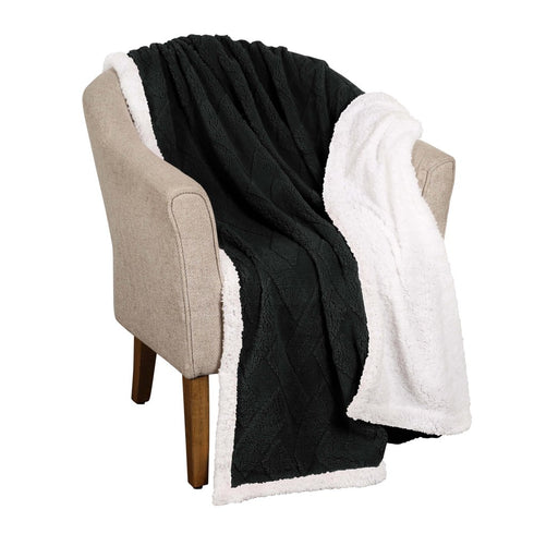 King Black Fleece Knitted Plush Blanket