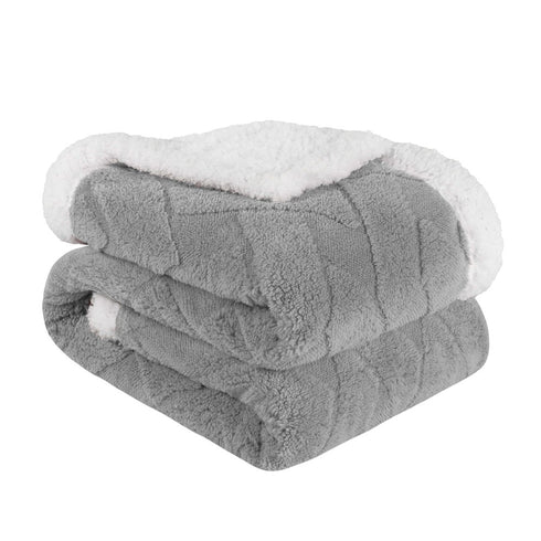King Platinum Geometric Fleece Woven Plush Blanket