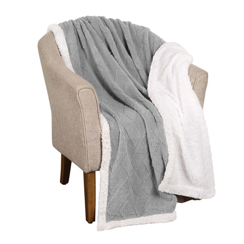 King Platinum Geometric Fleece Woven Plush Blanket