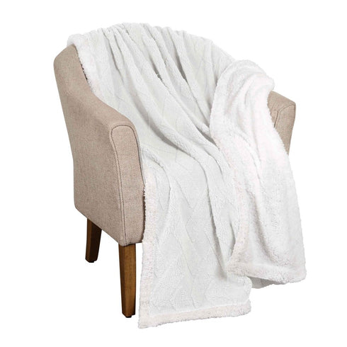 King White Fleece Knitted Plush Blanket