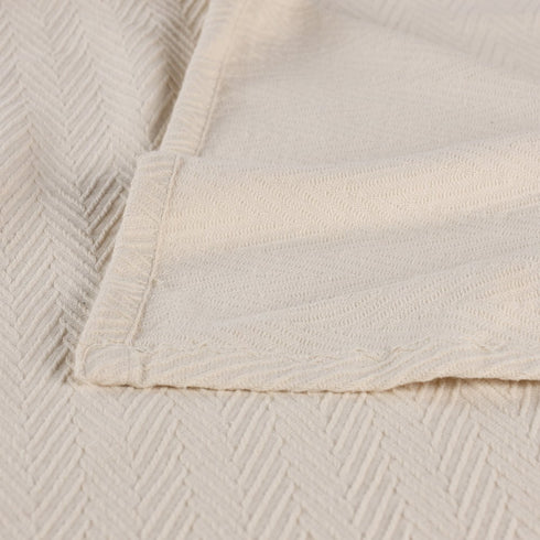 Queen Ivory Cotton Waffle Weave Blanket