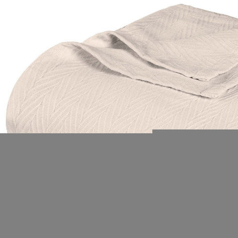 Queen Ivory Cotton Waffle Weave Blanket