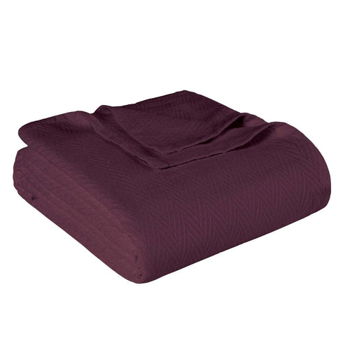 Queen Plum Cotton Woven Chevron Blanket