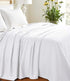 Queen White Cotton Woven Chevron Blanket