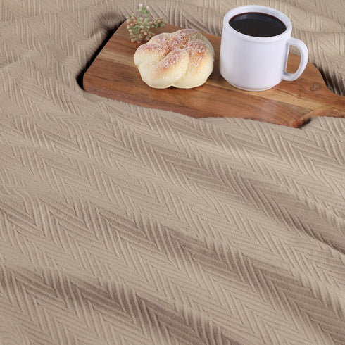 King Khaki Cotton Waffle Weave Blanket