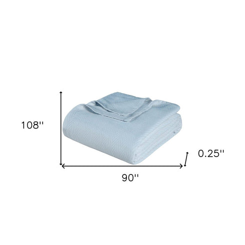 King Light Blue Cotton Woven Chevron Blanket