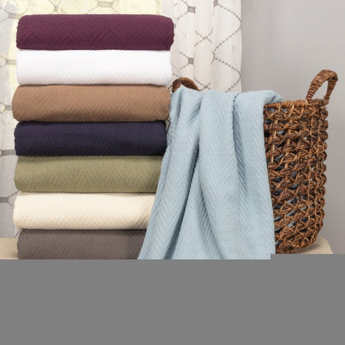 King Sage Cotton Woven Chevron Blanket