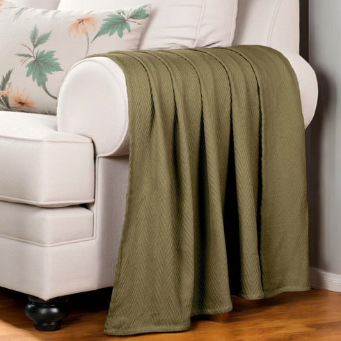 King Sage Cotton Woven Chevron Blanket