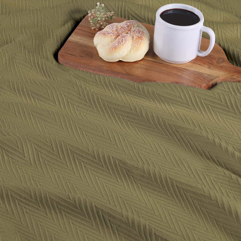 King Sage Cotton Woven Chevron Blanket