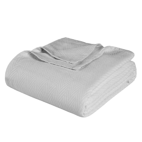 King Silver Cotton Waffle Weave Blanket