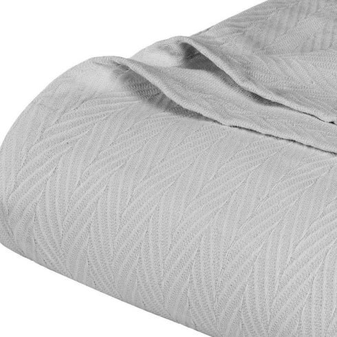 King Silver Cotton Waffle Weave Blanket