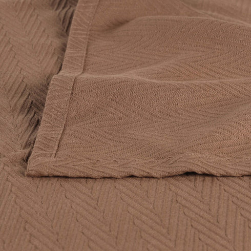 King Taupe Cotton Woven Chevron Blanket