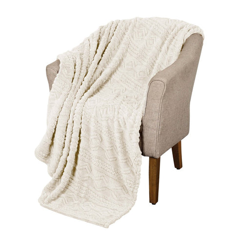 Queen Ivory Fleece Knitted Plush Blanket