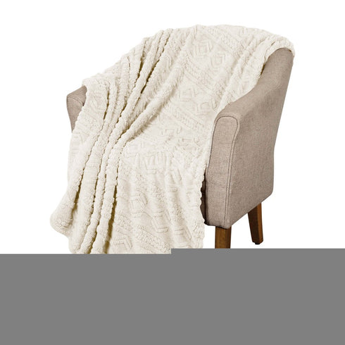 Queen Ivory Fleece Knitted Plush Blanket