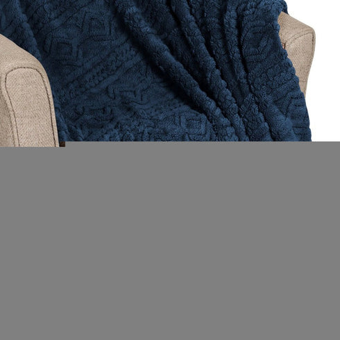 Queen Navy Blue Fleece Knitted Plush Blanket