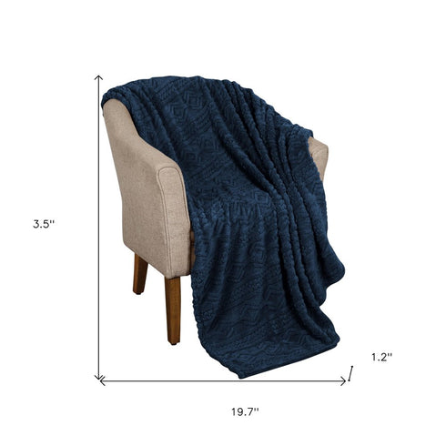 Queen Navy Blue Fleece Knitted Plush Blanket