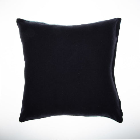 24" Blue and Ivory Geometric Cotton Throw Pillow With Embroidery