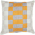20" Yellow and Gray Check Throw Pillow With Embroidery