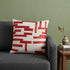 20" Red and Ivory Geometric Cotton Blend Throw Pillow With Embroidery