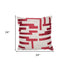 24" Red and Ivory Geometric Cotton Blend Throw Pillow With Embroidery