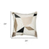 24" Taupe and Ivory Geometric Cotton Blend Throw Pillow With Embroidery