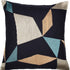 20" Blue and Beige Geometric Cotton Blend Throw Pillow With Embroidery