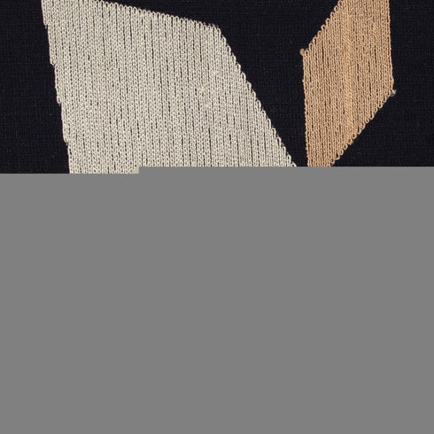 20" Blue and Beige Geometric Cotton Blend Throw Pillow With Embroidery