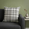 20" White and Black Check Cotton Blend Throw Pillow With Embroidery