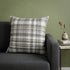20" White and Black Check Cotton Blend Throw Pillow With Embroidery