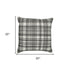 20" White and Black Check Cotton Blend Throw Pillow With Embroidery