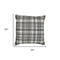 24" White and Black Check Cotton Blend Throw Pillow With Embroidery