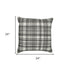 24" White and Black Check Cotton Blend Throw Pillow With Embroidery