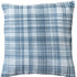 24" Blue Check Cotton Blend Throw Pillow With Embroidery